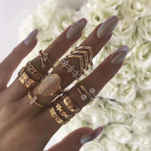 13 piece set ring, personalized hollow flower leaf geometric gold set ring wholesale